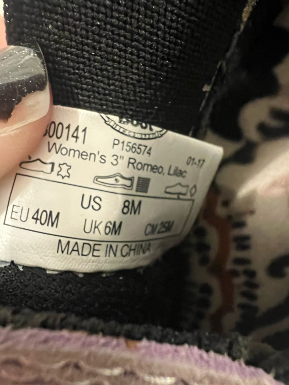Georgia Boot Black and Lilac Grey Slip on Romeos - Picture 5 of 5